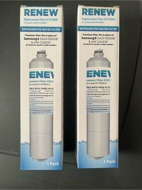 Renew replacement refrigerator water filters (2) for system model 9101RNW-S